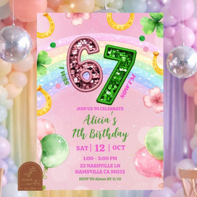 Invitación Arcoíris de Purpurina de Secuencia Rosa Pastel 67  (Subido por el creador)