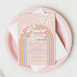 Invitación Arcoiris de un solo dígito de paz 10 cumpleaños