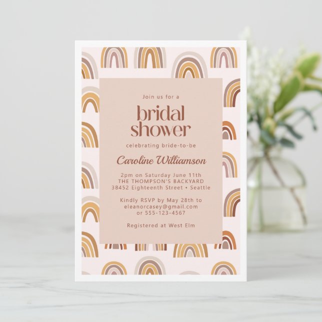 Invitación Arcoiris del desierto del Boho en ducha de novias  (Anverso de pie)