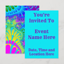 Invitación Arcoíris Derretido Azul Celeste