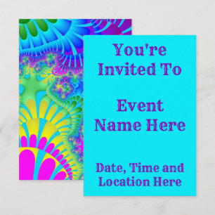 Invitación Arcoíris Derretido Azul Celeste