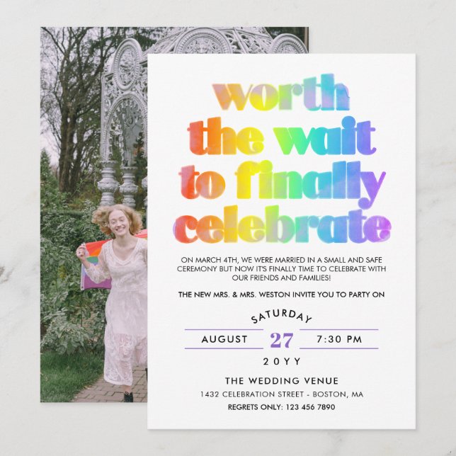 Invitación Arcoiris digno de la celebración del Boda secuenci (Anverso / Reverso)