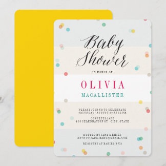 Invitación Arcoiris divertido contrafetti Moda moderna Baby S