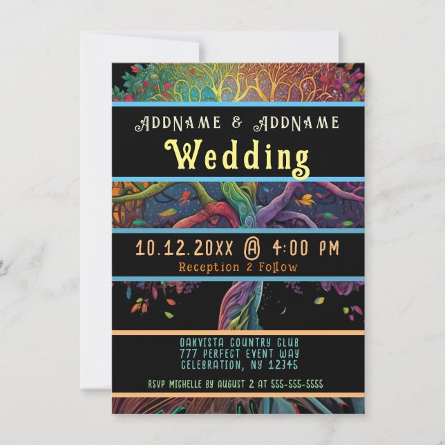 Invitación arcoiris en el árbol de la vida (Anverso)