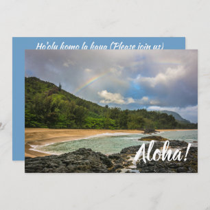 Invitación Arcoiris en la playa de Lumaha'i, Kauai, Hawaii