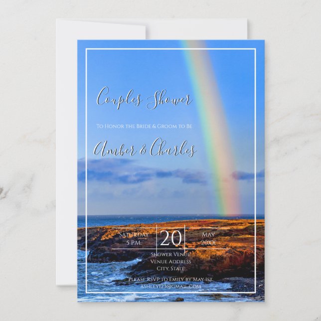 Invitación Arcoiris, esperanza y felicidad, duchas de parejas (Anverso)