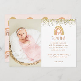 Invitación Arcoiris Maravillosa foto de cumpleaños gracias
