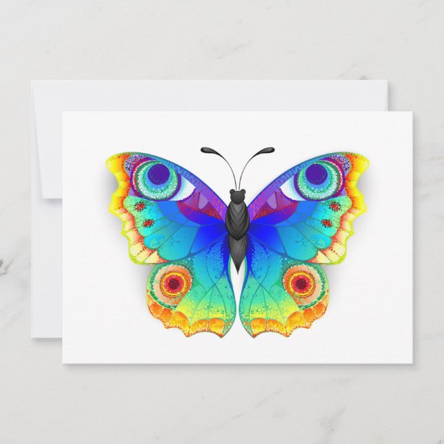 Invitación Arcoiris mariposa Peacock Eye (Anverso)