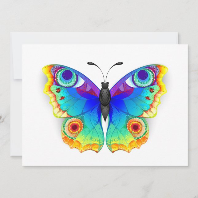 Invitación Arcoiris mariposa Peacock Eye (Anverso)