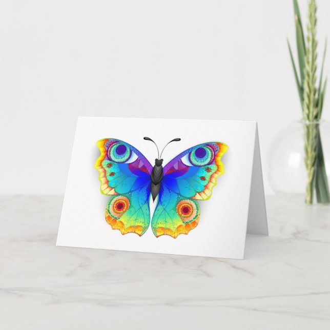 Invitación Arcoiris mariposa Peacock Eye (Anverso)