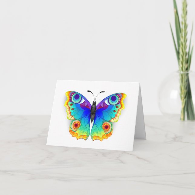 Invitación Arcoiris mariposa Peacock Eye (Anverso)