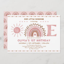 Arcoiris marrón rosado apagado y sol primer cumple