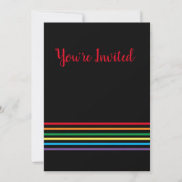 Invitación Arcoiris moderno sobre negro te invitan