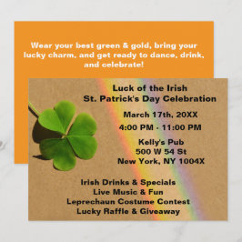 Invitación Arcoíris naranja Día de San Patricio