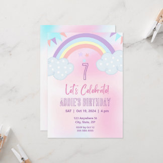 Invitación Arcoíris Pastel