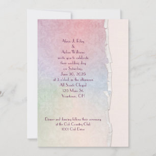 Invitación arcoíris pastel de boda con borde rasgado