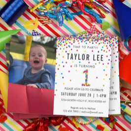 Invitación Arcoiris primer Fiesta de cumpleaños, foto primer