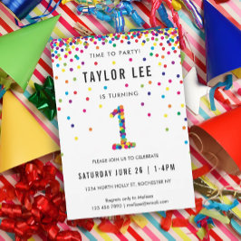 Invitación Arcoiris primer Fiesta de cumpleaños, primer cumpl