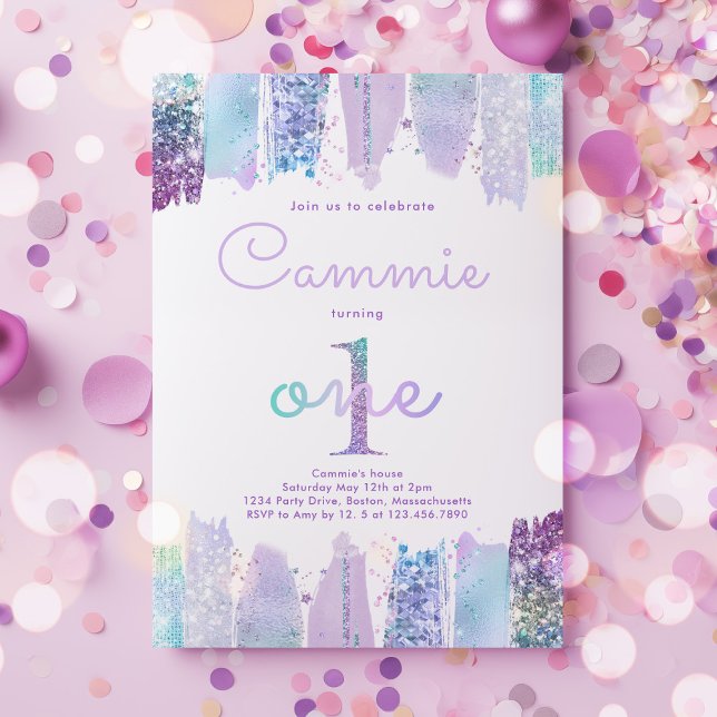 Invitación Arcoiris púrpura irlandés primer Fiesta de cumplea (Subido por el creador)