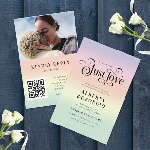 Invitación Arcoíris Retro LGBTQ Orgullo Gay Boda Todo en Uno