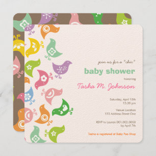 Invitación Arcoiris Retro y caprichosas de Baby Shower