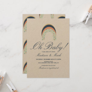 Invitación Arcoiris Ropa de pincel sacude Baby Shower Rústico