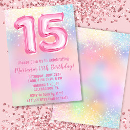 Invitación Arcoiris rosa 15 cumpleaños