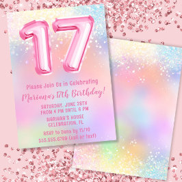 Invitación Arcoiris rosa 17 cumpleaños