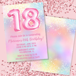 Invitación Arcoiris rosa 18 cumpleaños