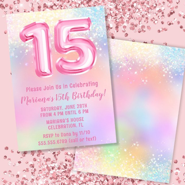 Invitación Arcoíris Rosa Cumpleaños 15 (Subido por el creador)