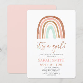 Invitación Arcoiris rosa es un Baby Shower chica