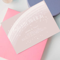 Arcoiris rosa moderno y estrellas Baby Shower blan