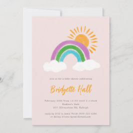 Invitación Arcoiris rosa pálido Sunshine Boho Baby Shower
