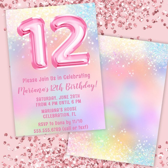 Invitación Arcoiris rosado 12º cumpleaños (Subido por el creador)