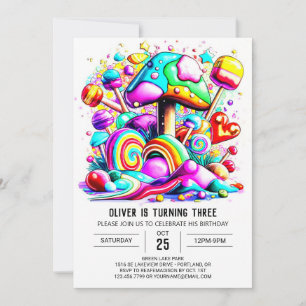 Invitación Arcoiris Sprinkles Niños Cumpleaños