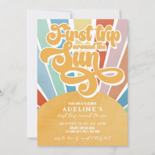 Invitación Arcoiris Sunshine primer cumpleaños Boho Chica