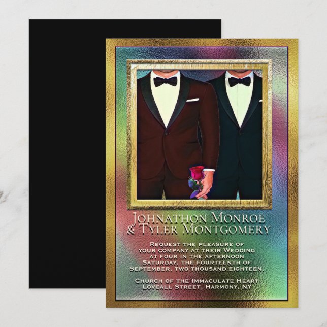 Invitación Arcoiris y Boda gay (Anverso / Reverso)