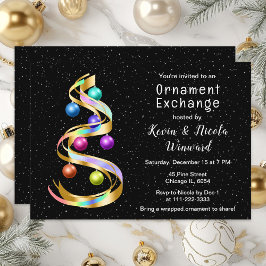 Invitación Arcoiris y intercambio de adornos navideños negros