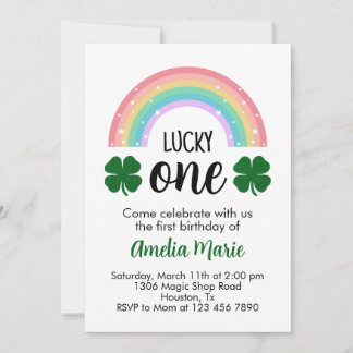 Invitación Arcoiris y Shamrock: Un primer cumpleaños