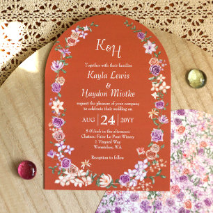 Invitación Arcos Bodas de los Rosas Terracotta Peach & Lilac 