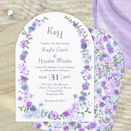 Invitación Arcos de Boda Jardín con Rosa Azul Púrpura y Liger