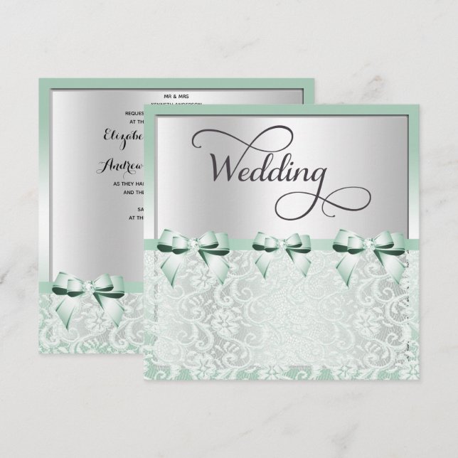 Invitación Arcos de la verde menta y boda con clase del (Anverso / Reverso)