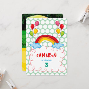 Invitación Arcos de lluvia y globos fotográficos fiesta de cu