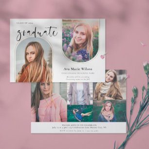 Invitación Arcos dorados Graduación de caligrafía multifoto