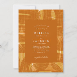 Invitación Arcos Retro Y Doblas Y Líneas Boda Amarillo