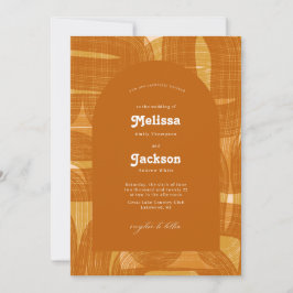 Invitación Arcos Retro Y Doblas Y Líneas Boda Amarillo
