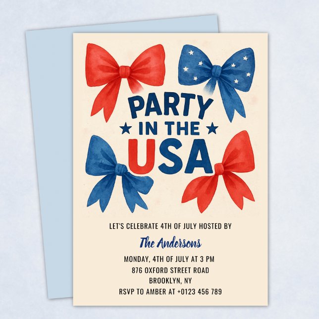 Invitación Arcos Rojos y Azules Patrióticos 4 de julio (Subido por el creador)