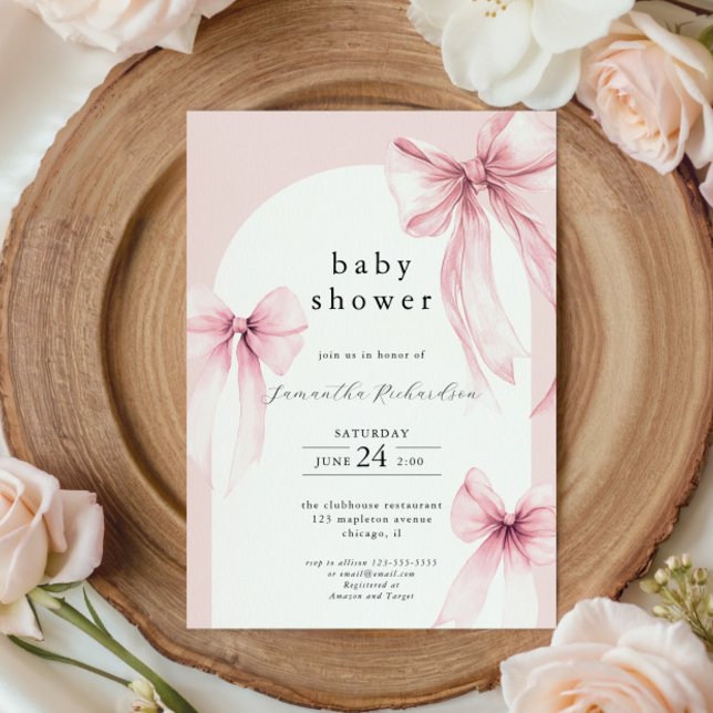 Invitación Arcos rosados modernos arco chica ducha de bebé ro (Subido por el creador)