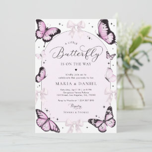Invitación Arcos rosados y mariposas Chica rosa Baby Shower