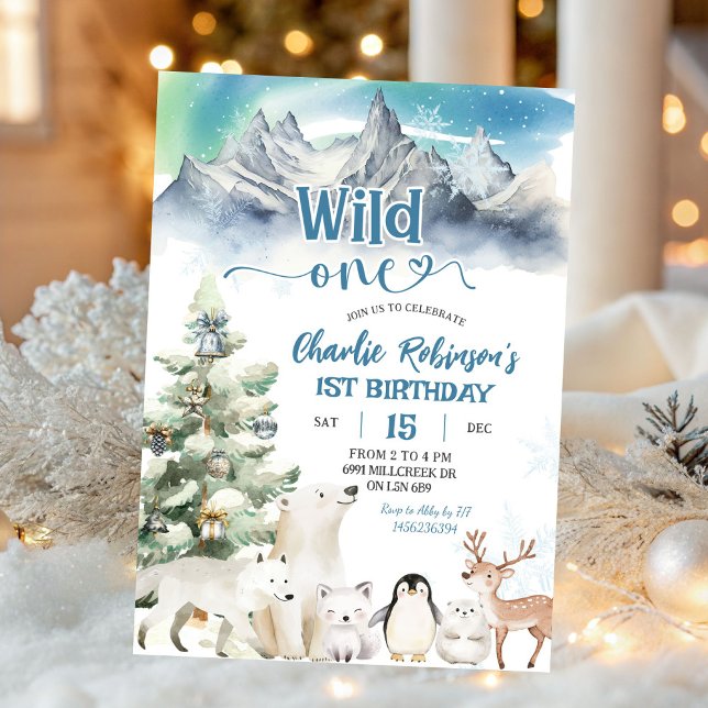 Invitación Arctic Animal Wild One Boy First Birthday (Subido por el creador)